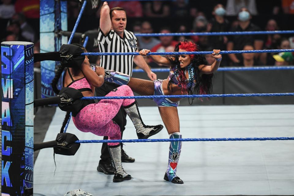 Thea Trinidad performs in WWE as Zelina Vega. (Photo Credit: WWE)