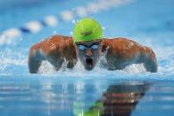 Jun 30, 2016; Omaha, NE, USA; Ryan Lochte swims during the Men's 200 Meter Individual Medley semi-finals in the U.S. Olympic swimming team trials at CenturyLink Center. Mandatory Credit: Rob Schumacher-USA TODAY Sports