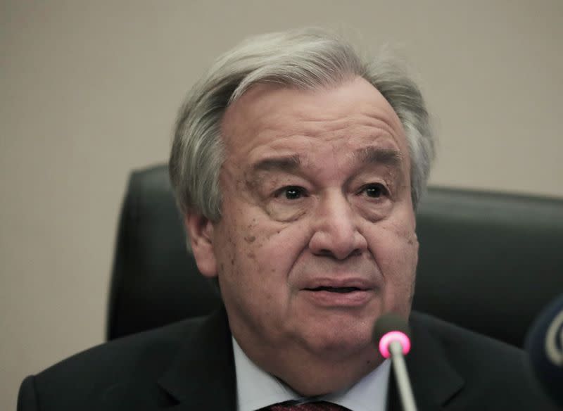 United Nations Secretary-General Antonio Guterres addressee a news conference in Addis Ababa