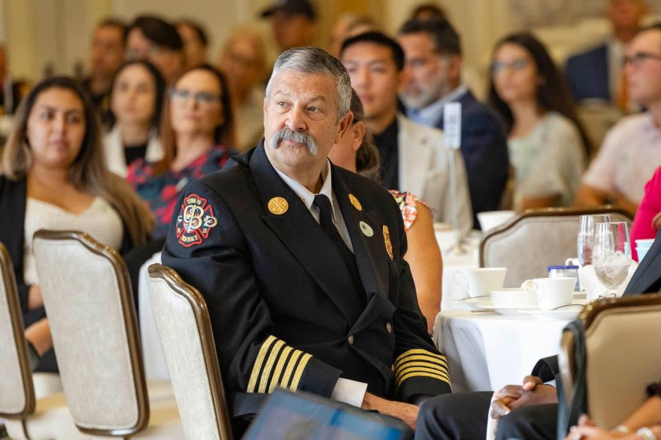 Palm Beach Fire-Rescue Chief Darrel Donatto attends the Palm Beach Chamber of Commerce's monthly breakfast meeting Monday at The Breakers. The Palm Beach Police & Fire Foundation sponsored the event.