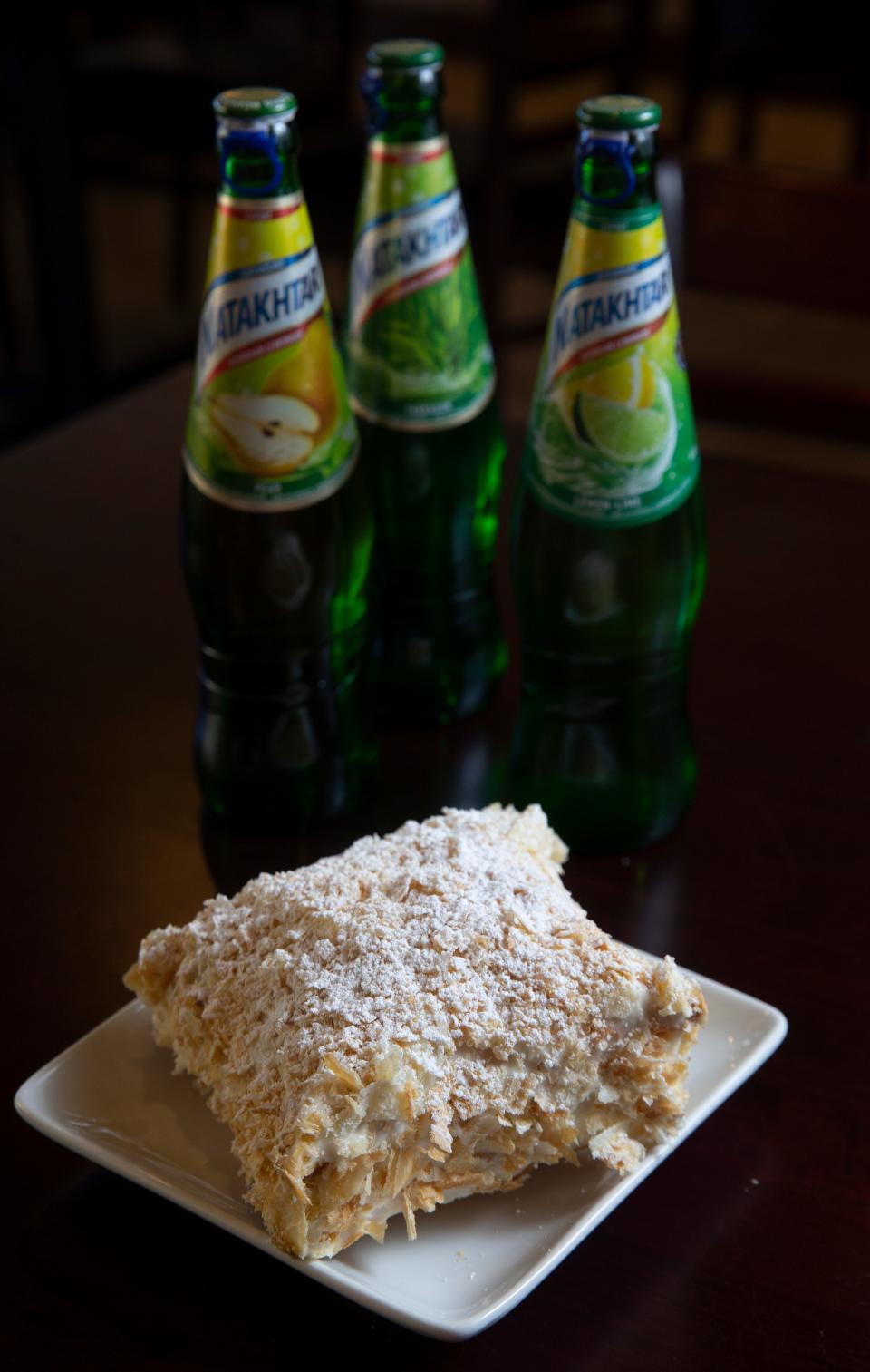 Napoleon cake and several flavors of Georgian lemonade at The Georgian Chef in Howell.