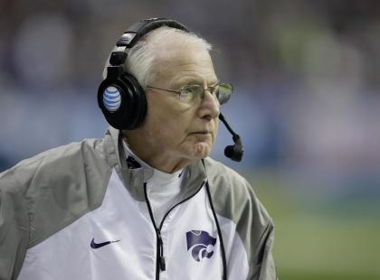 Kansas State head coach Bill Snyder watches from the sideline during the second half of the Alamo Bowl NCAA college football game against UCLA, Friday, Jan. 2, 2015, in San Antonio. (AP Photo/Eric Gay)