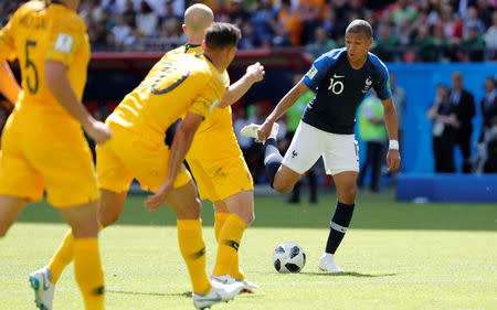 Soccer Football - World Cup - Group C - France vs Australia - Kazan Arena, Kazan, Russia - June 16, 2018 France's Kylian Mbappe in action REUTERS/Jorge Silva