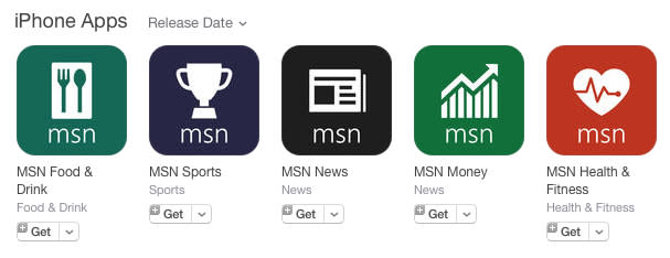 MSN apps in iOS App Store