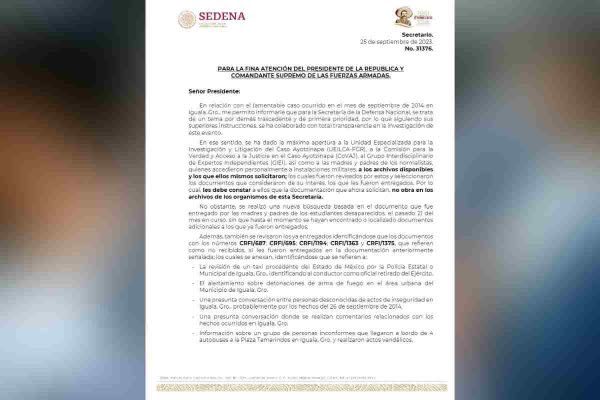 Familiares de los 43 normalistas de Ayotzinapa enviaron una carta al presidente López Obrador