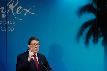 Cuba's Foreign Minister Bruno Rodriguez speaks during a news conference in Havana, Cuba, April 25, 2019. REUTERS/Alexandre Meneghini