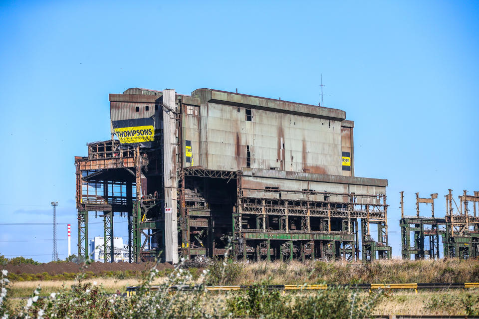 The 65-metre-tall (213ft) Basic Oxygen Steelmaking (BOS) plant in Redcar was torn down. (PA)