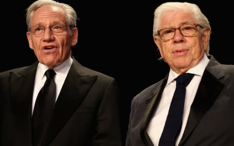 Bob Woodward, left, and Carl Bernstein - the two journalists who broke the Watergate scandal that ultimately brought down Richard Nixon - Credit: Tasos Katopodis/Getty Images