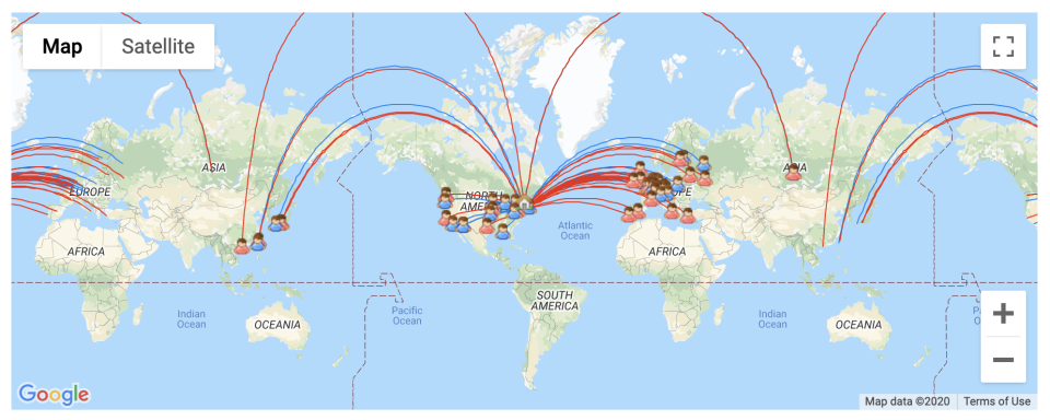 Postcrossing map