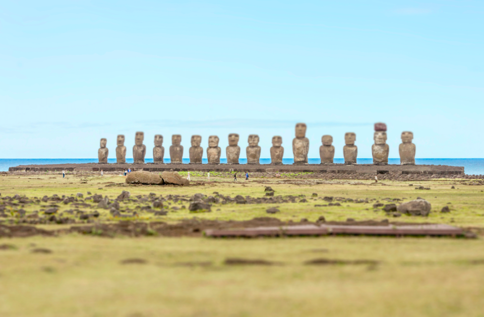 The statues on Easter Island appear even more toy-like using the tilt shift.