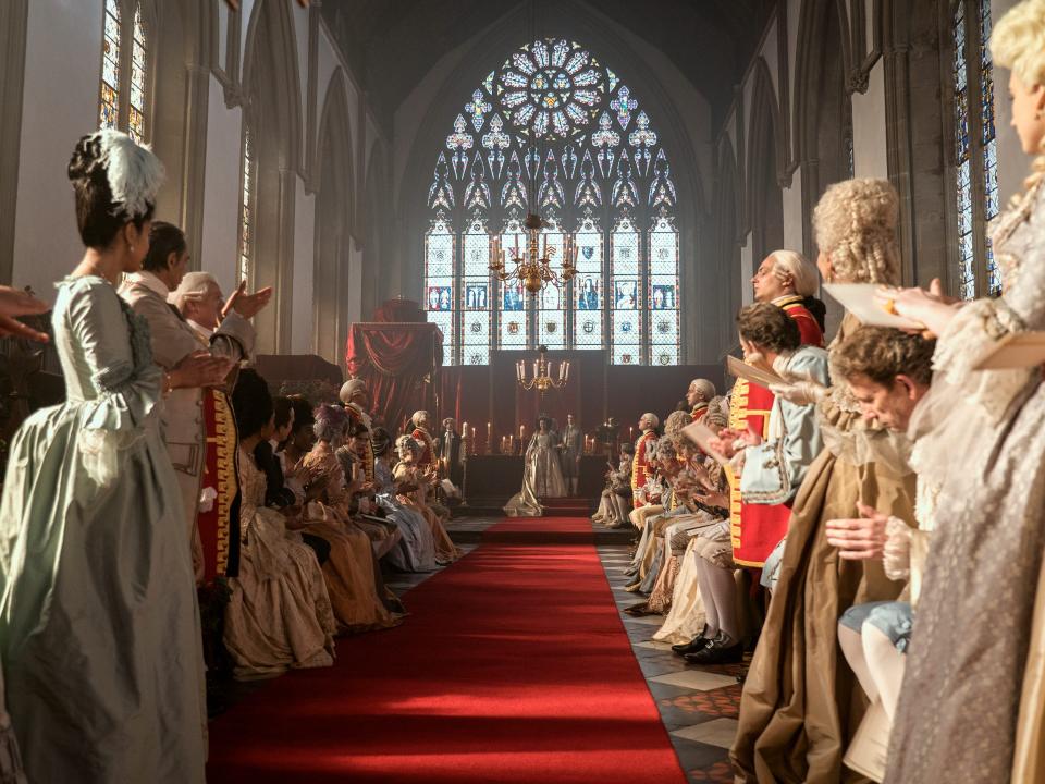 Queen Charlotte and King George's wedding in episode one of "Queen Charlotte: A Bridgerton Story."