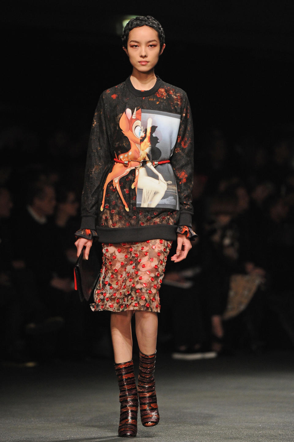 <p>The most heart-warming Disney tale, ‘Bambi’ was a main focus of Givenchy’s 2013 winter collection. Unsurprisingly, it sold out almost immediately.<em> [Photo: Getty]</em> </p>