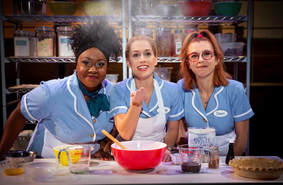 Kennedy Salters as "Becky," Bailey Mccall as "Jenna" and Gabriella Marzetta as "Dawn" in the national tour of "Waitress." The show will come to the King Center for the Performing Arts on June 7-8.