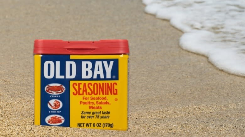 Yellow Old Bay container