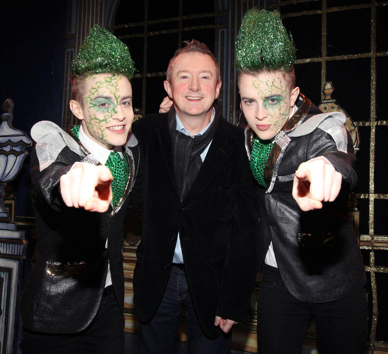 John Grimes and Edward Grimes aka Jedward and Louis Walsh John Grimes and Edward Grimes aka Jedward launch the new pantomime 'Jedward and the Beanstalk' which will run from 21st December 2011 - 8th January 2012 at the Olympia theatre. Jedward also receive