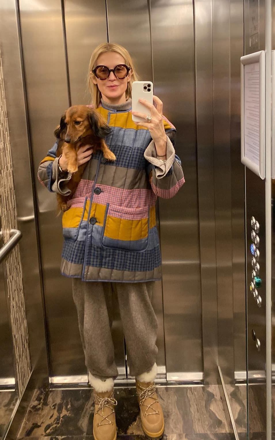 'I noticed the lighting was pretty good': Rutherford started taking lift selfies on the way to her morning dog walk