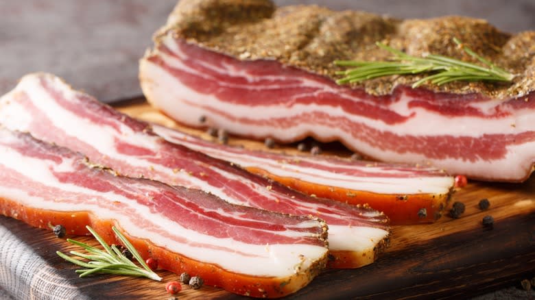 dry-cured bacon on board
