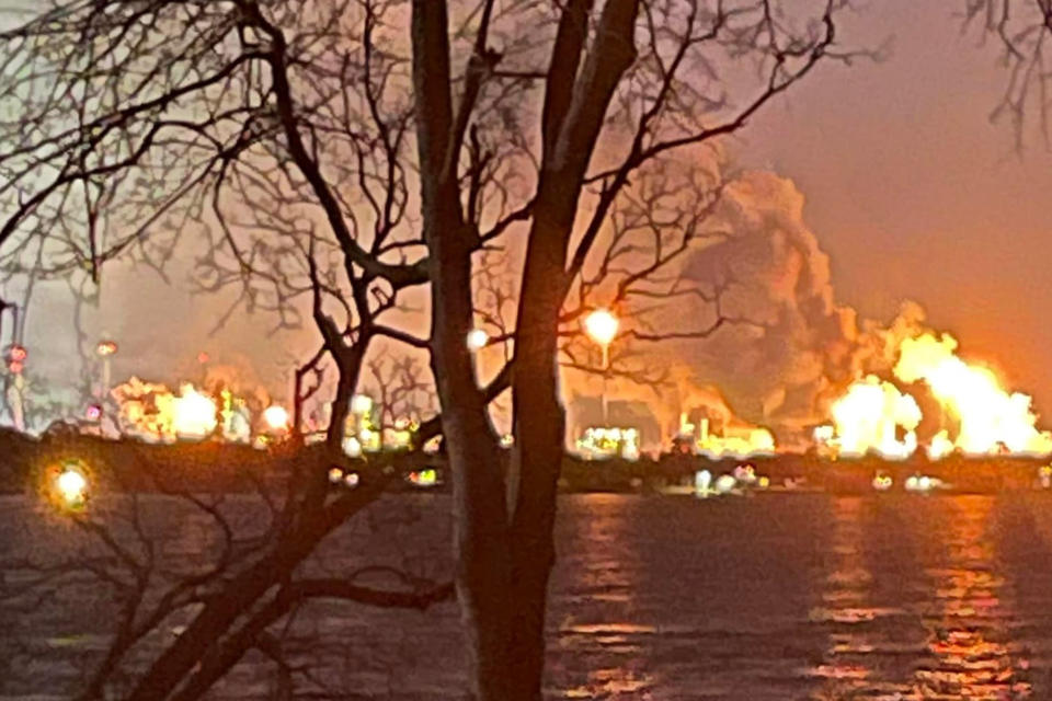 Flames were seen at the Baytown, Texas refinery after a possible explosion. (Courtesy Michael Ryleigh Felts)