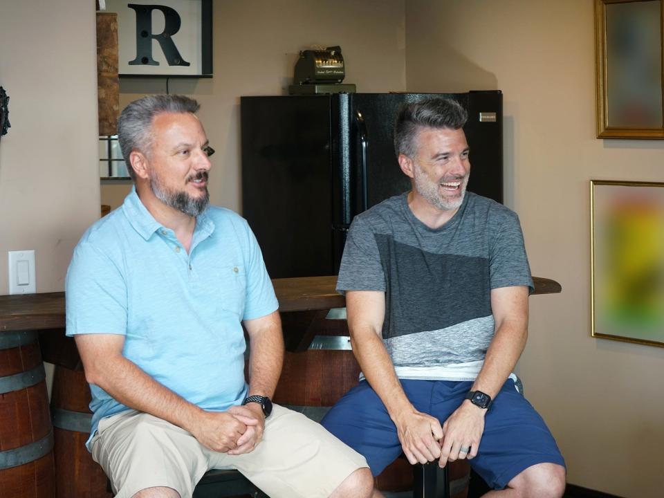 Brothers Jonas, left, and Justin Farrell during production of HGTV's new eight-episode series, "Lakefront Empire." The series is about real estate agents working at the Lake of the Ozarks.