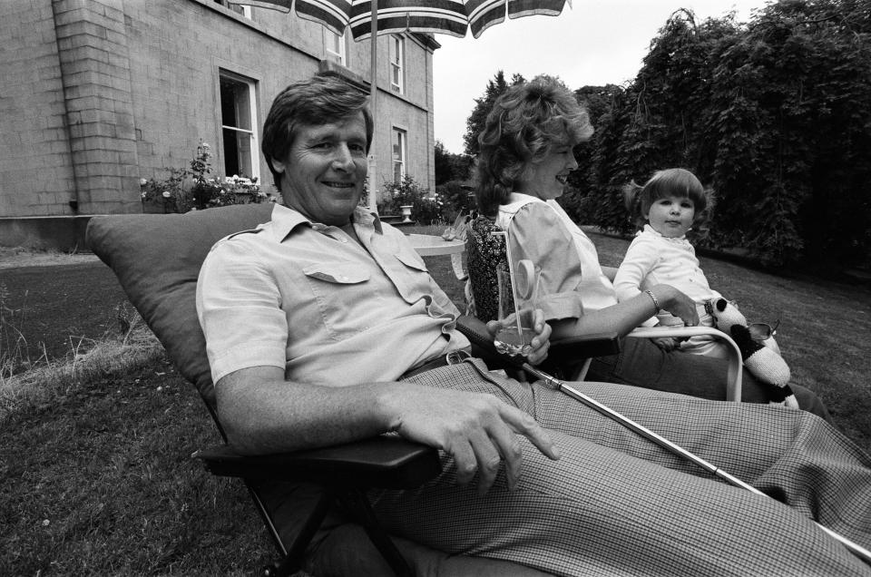 William Roache (Coronation Street's Ken Barlow) with his wife Sarah and their daughter Verity at their home. 17th July 1983. (Photo by Harold Holborn/Mirrorpix/Getty Images)