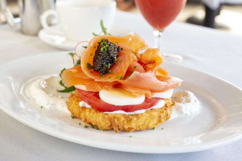 Smoked salmon latke is among the dishes available at Ocean Prime for Mother's Day 2023.