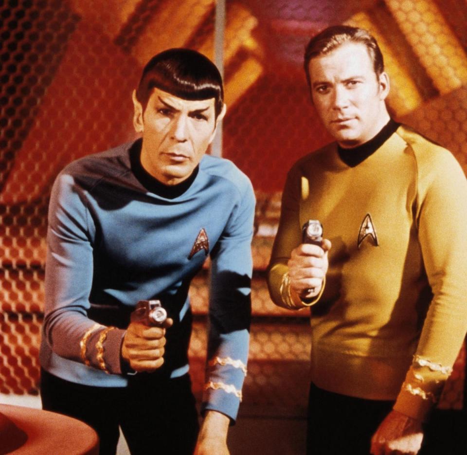 Leonard Nimoy as Spock and William Shatner as Captain James T Kirk in Star Trek: The Original Series (1966-1969) (Paramount)