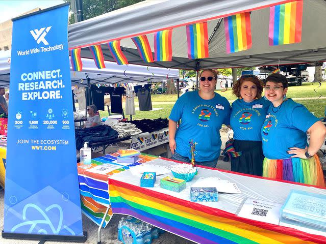 Members of World Wide Technology's Pride employee resource group represent the company at Pride St. Louis festivities.