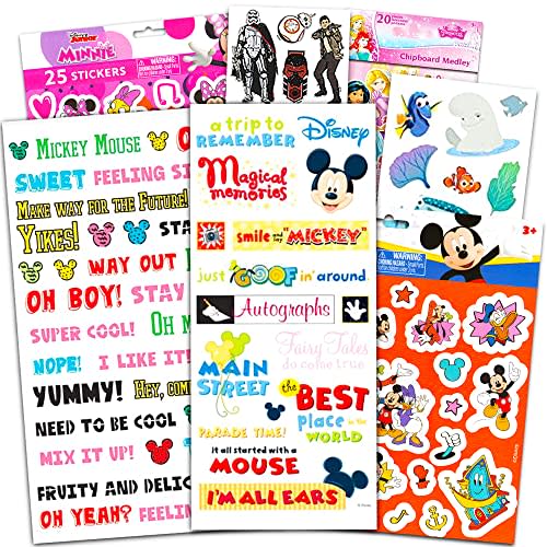 Disney World Vacation Stickers Super Set ~ Bundle Includes 7 Mickey Mouse, Disney Princess, Star Wars Sticker Packs (Disney Mickey Mouse Party Supplies, Scrapbook Supplies)