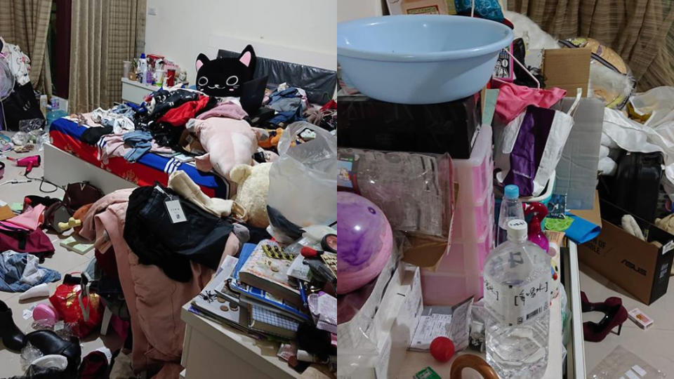 很難想像這麼髒亂，竟是一個女生的房間。圖／翻攝自「爆廢公社公開版」