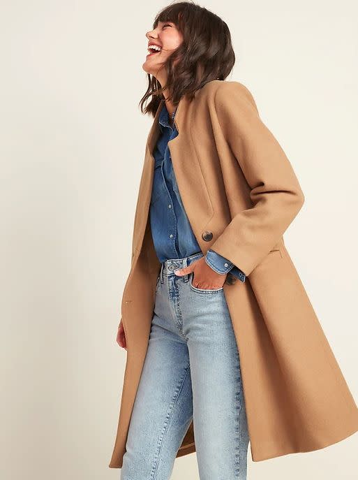 This Oversized Soft-Brushed Overcoat for Women is available in sizes XS to XXL and two colors. <a href="https://fave.co/3lqhKTC" target="_blank" rel="noopener noreferrer">Get it on sale for 50% off (normally $75) at Old Navy</a>.
