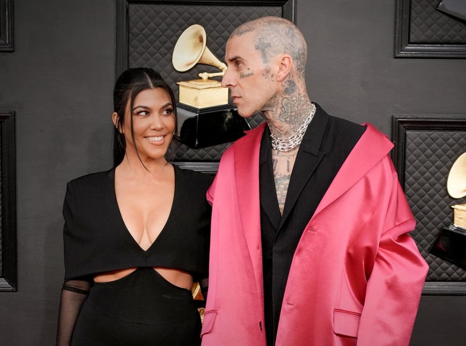 Kourtney Kardashian, Travis Barker, 2022 Grammy Awards