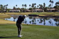 Patrick Cantlay hits from the 12th tee during the second round of the American Express golf tournament on the Nicklaus Tournament Course at PGA West Friday, Jan. 21, 2022, in La Quinta, Calif. (AP Photo/Marcio Jose Sanchez)