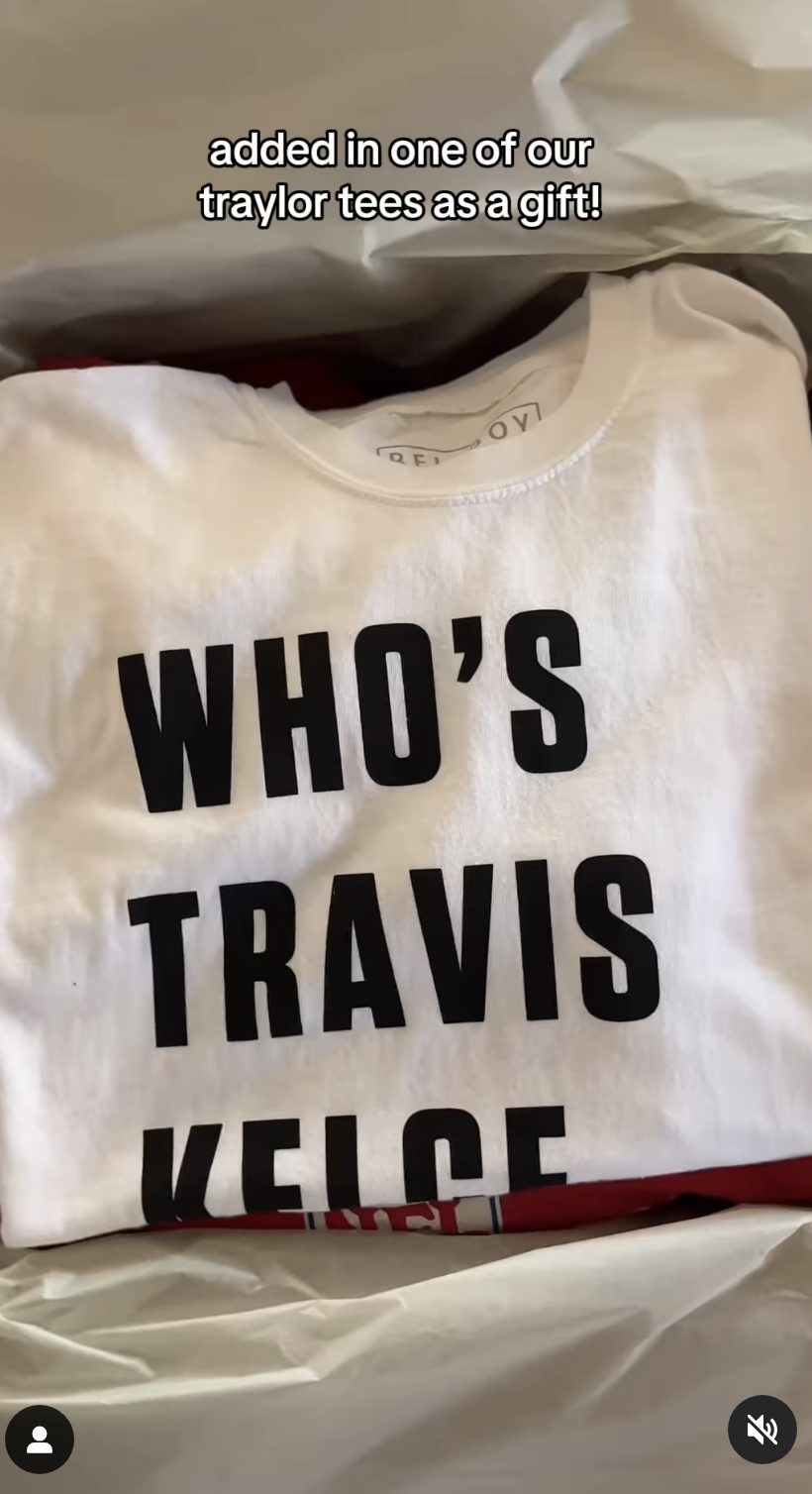 A shirt that says "Who's Travis Kelce?"