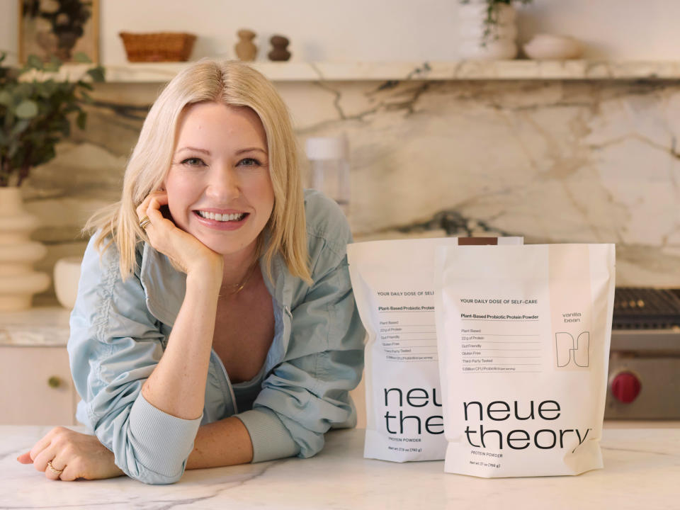 CEO and co-founder of neue theory, Abbey Sharp, opened up to Yahoo Canada about why she developed her own line of supplements, after being unhappy with the industry's standards.  neue theory abbey sharp protein powder probiotic