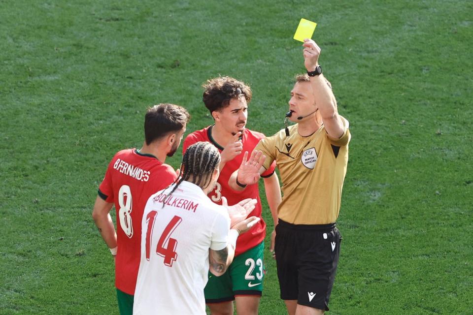 Felix Zwayer officiating Portugal vs Turkey in the group stage (AFP via Getty Images)