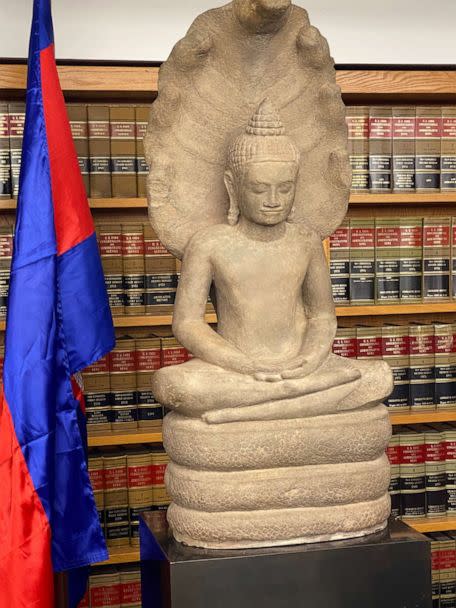 PHOTO: A sandstone statue that will be will be repatriated to Cambodia is pictured in an undated image. (Aaron Katersky)