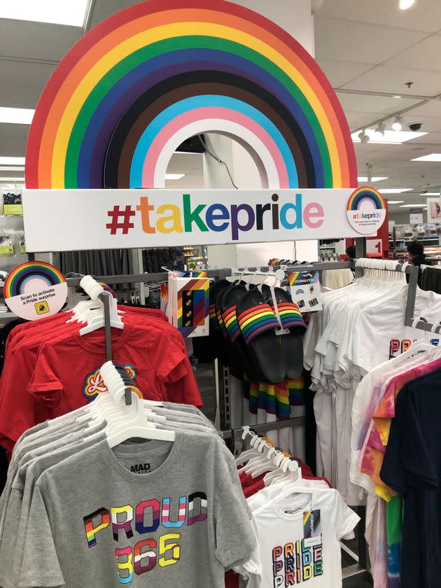 Pride merchandise is displayed at a Target store in Queens, New York. 