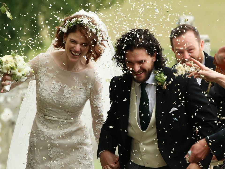 Kit Harington and Rose Leslie leaving church wedding photos Game of Thrones Splash News 