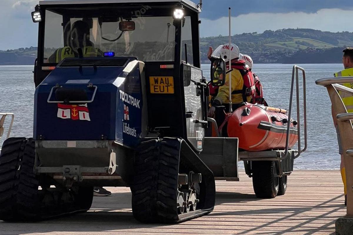 Exmouth inshore lifeboat being launched <i>(Image: Geoff Mills/RNLI)</i>