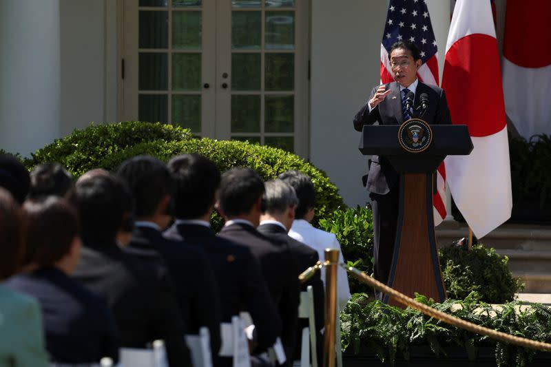 U.S. President Joe Biden hosts Japanese PM Fumio Kishida for official state visit at the White House, in Washington