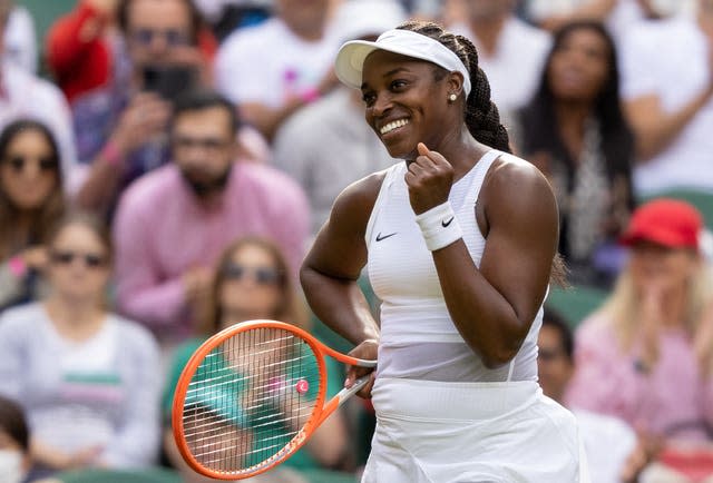 Sloane Stephens celebrates victory over Petra Kvitova