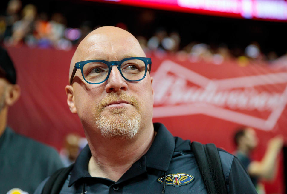 Jul 5, 2019; Las Vegas, NV, USA; New Orleans Pelicans general manager David Griffin in attendance against the New York Knicks during an NBA Summer League game at Thomas & Mack Center. Mandatory Credit: Mark J. Rebilas-USA TODAY Sports