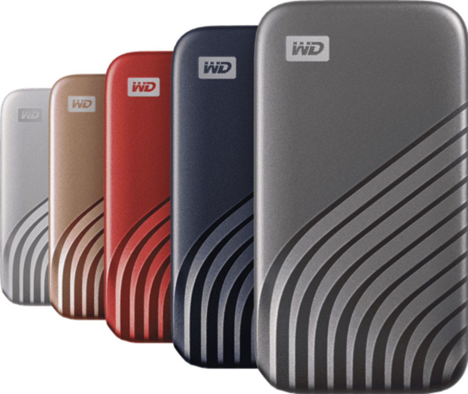 【圖說2】WD My Passport SSD 提供 500GB、1TB、2TB 及 4TB 多種容量；擁有五色時尚金屬外型。