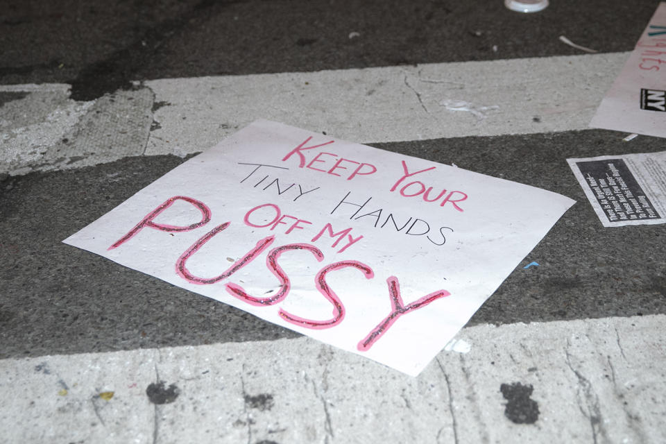 Discarded protest signs from the Women’s March in NYC