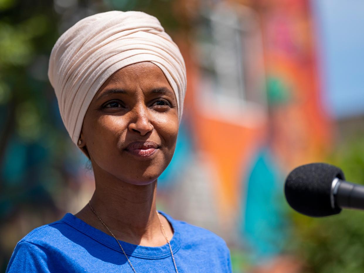 Alexandria Ocasio-Cortez has hit out at Tulsi Gabbard for sharing social media video accusing Ilhan Omar of ‘ballot harvesting.' (Getty Images)