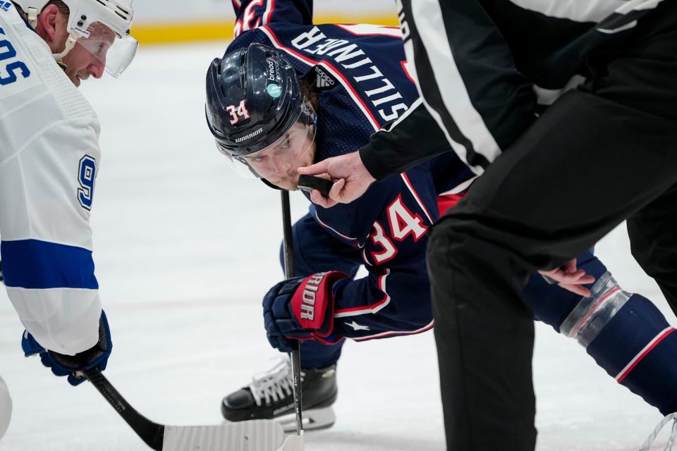 Cole Sillinger, who had 16 goals as a rookie last season, didn't have a goal or assist in the first seven games entering Tuesday night.