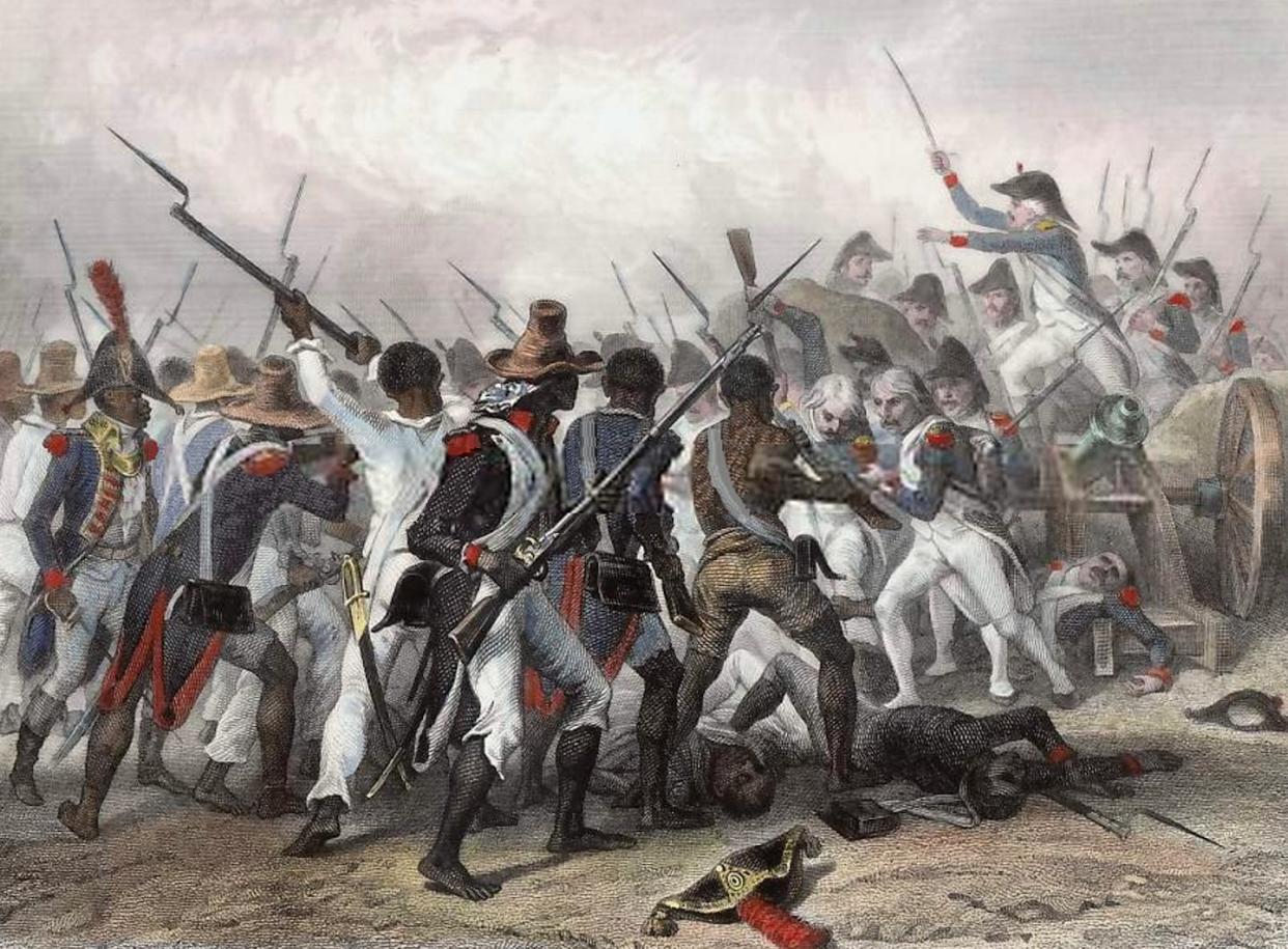 The 1802 Battle of Crête-à-Pierrot was part of Napoléon's effort to retake Haiti − then known as Saint-Domingue − and reestablish slavery in the colony. <a href="https://upload.wikimedia.org/wikipedia/commons/c/c0/Haitian_Revolution.jpg" rel="nofollow noopener" target="_blank" data-ylk="slk:Wikimedia Commons;elm:context_link;itc:0;sec:content-canvas" class="link ">Wikimedia Commons</a>