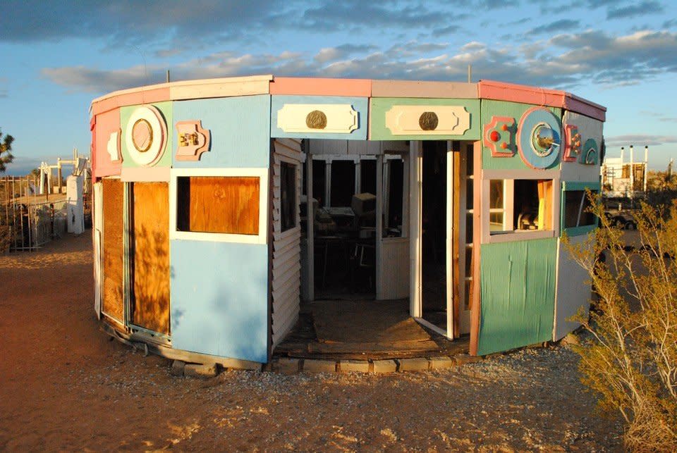 "Noah Purifoy's Outdoor Museum in Joshua Tree. It's the most beautiful outdoor museum of junk arranged into a sort of city -- as if aliens put together our old objects in nonfunctional ways to recreate human life. There are walls made of busted televisions and sculptures made of old plastic playscapes, giant totems of bowling balls and toilets presented like statues. It's normally pretty empty and in the middle of the desert and the wind makes spooky music when it blows through the old structures just teetering there in empty space. It's a very magical place. This photo is by my bf Micah Hauser!" --<strong>Priscilla Frank,&nbsp;Arts &amp; Culture Editor</strong>