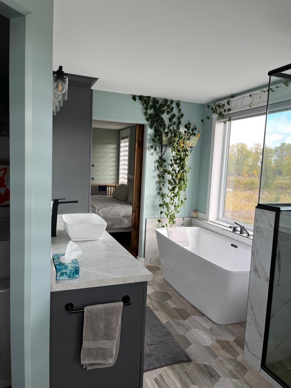 Main bathroom in the Bultje family's home in Ontario, Canada.