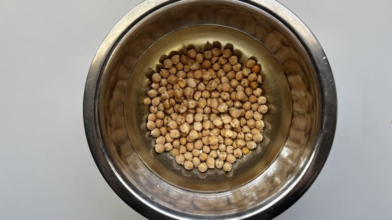 chickpeas soaking in bowl water